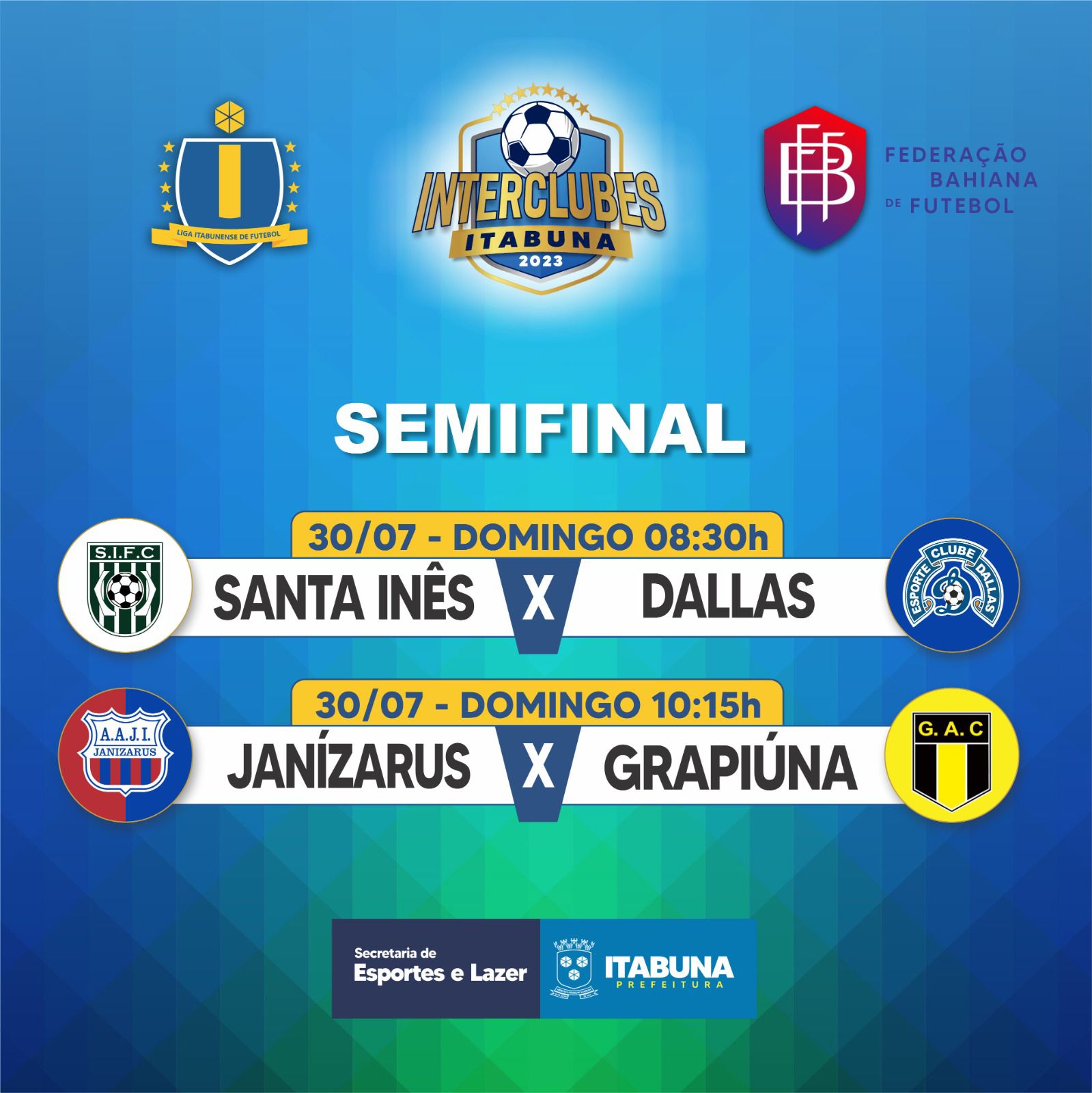 Campeonato InterClubes de Futebol de Itabuna chega às semifinais no domingo