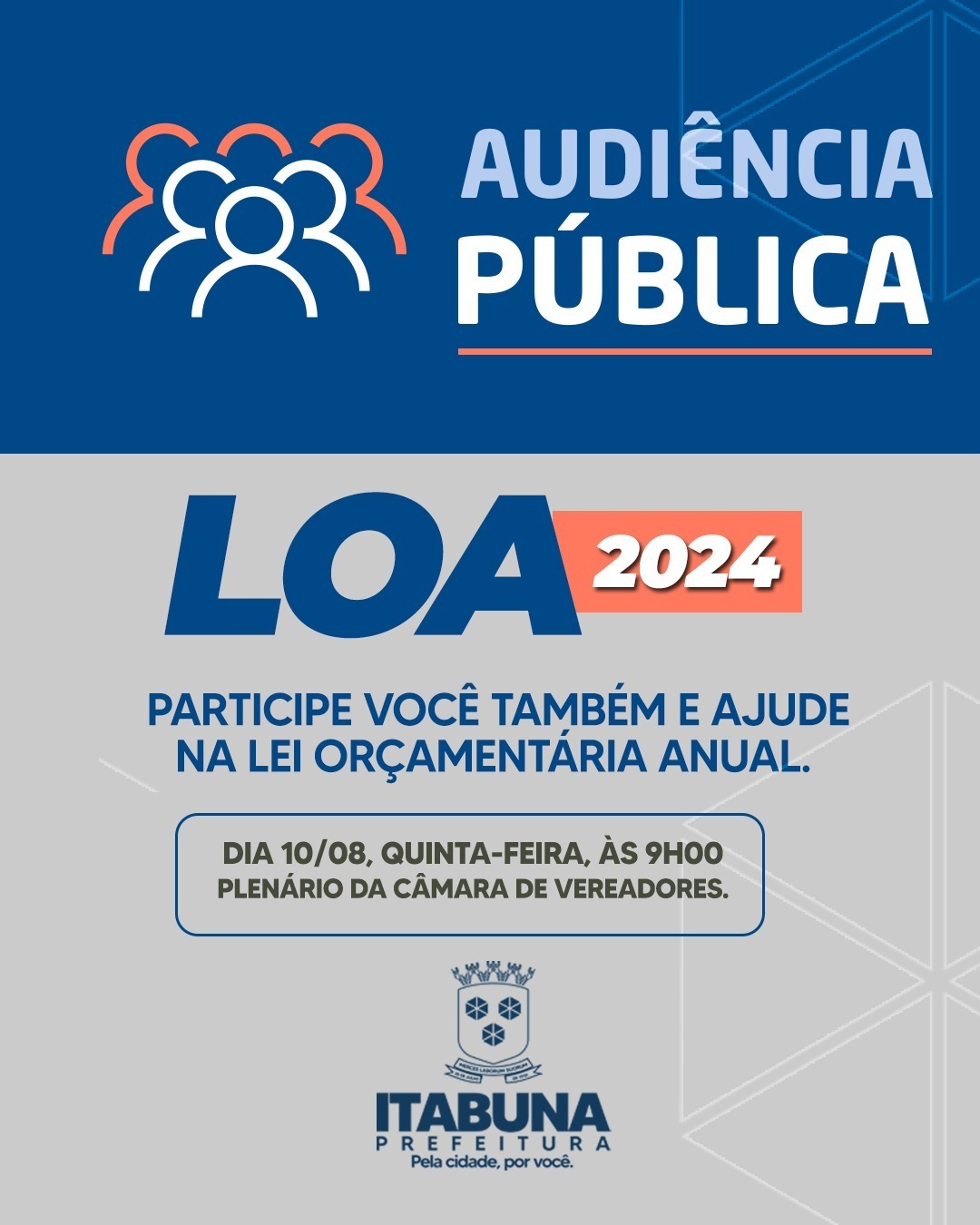 Sugestões à Lei Orçamentária Anual 2024 de Itabuna podem ser feitas até o dia 15
