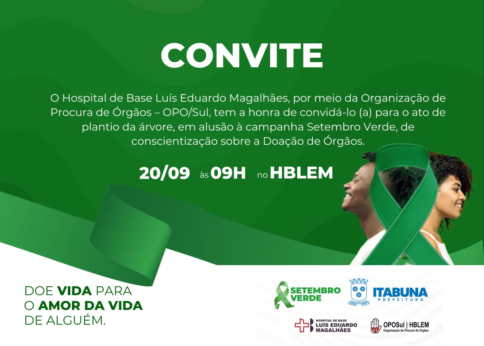 Dia D da Campanha Setembro Verde do Hospital de Base será nesta quarta (20)