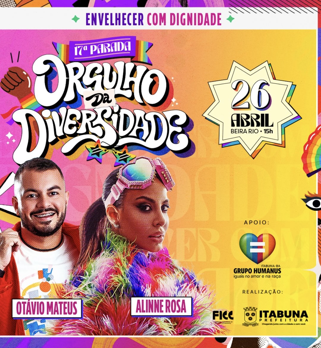 “Envelhecer com Dignidade” é tema central da 17ª Parada do Orgulho da Diversidade de Itabuna