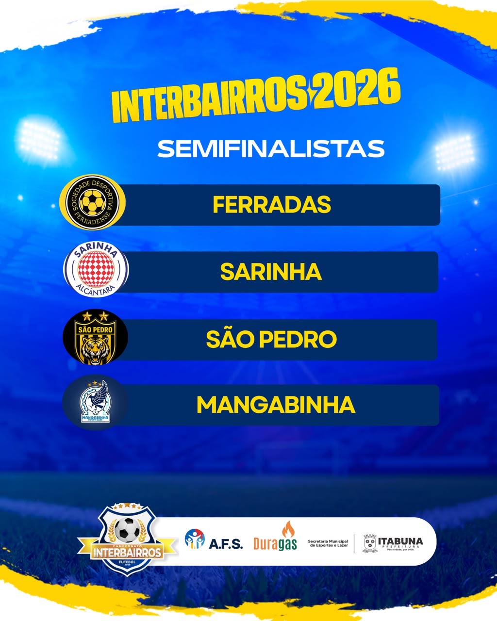 Campeonato Interbairros de Futebol de Itabuna já tem as quatro seleções semifinalistas