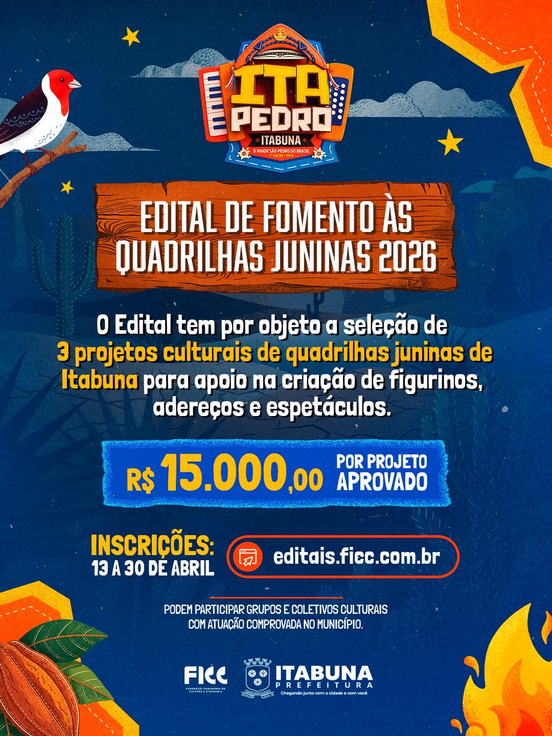 Prefeitura de Itabuna lança edital de incentivo às quadrilhas juninas com apoio de R$ 15 mil por projeto